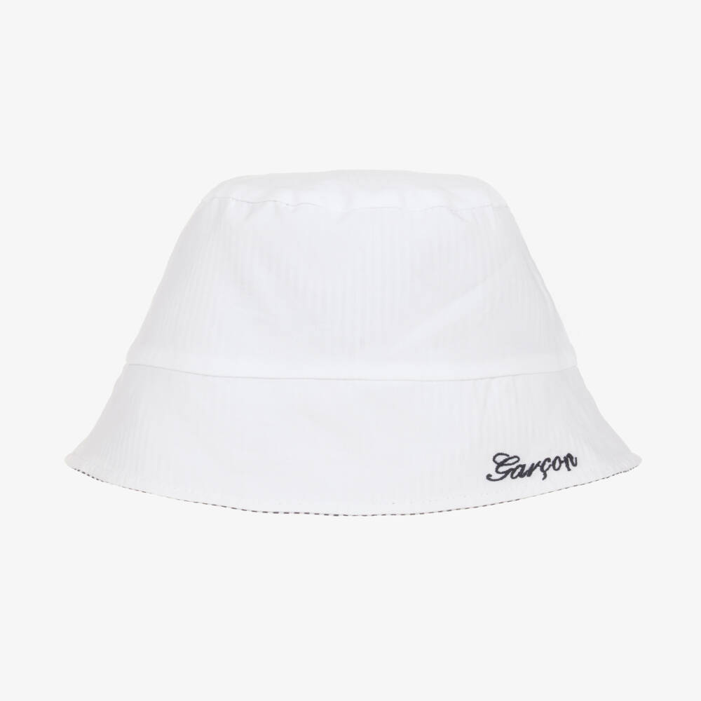 Patachou-Boys Reversible Blue & White Sun Hat | Childrensalon Outlet