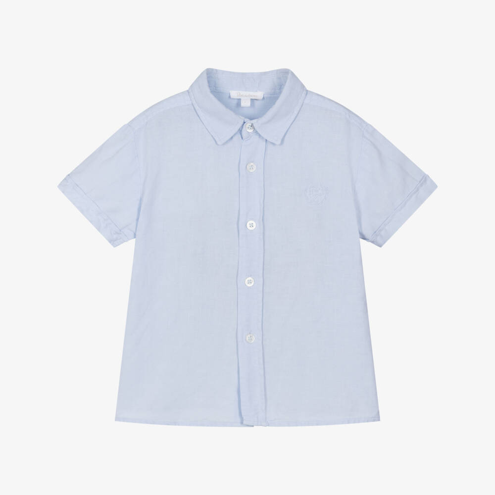 Patachou-Boys Sky-Blue Linen Blend Shirt | Childrensalon Outlet