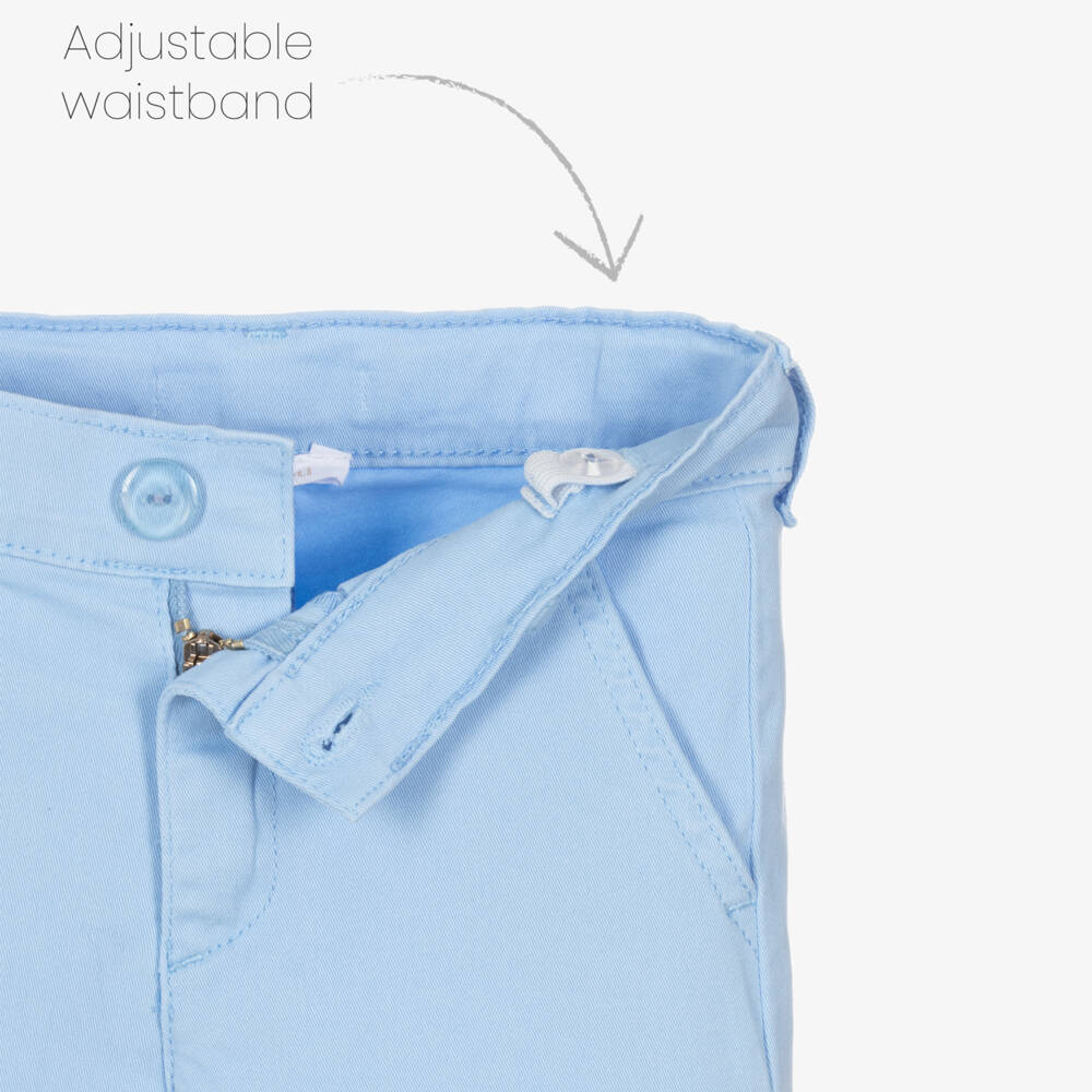 Patachou-Boys Sky Twill Trousers with Belt | Childrensalon Outlet