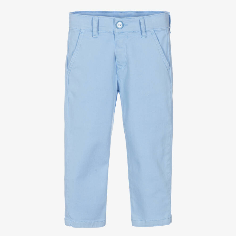 Patachou-Boys Sky Twill Trousers with Belt | Childrensalon Outlet