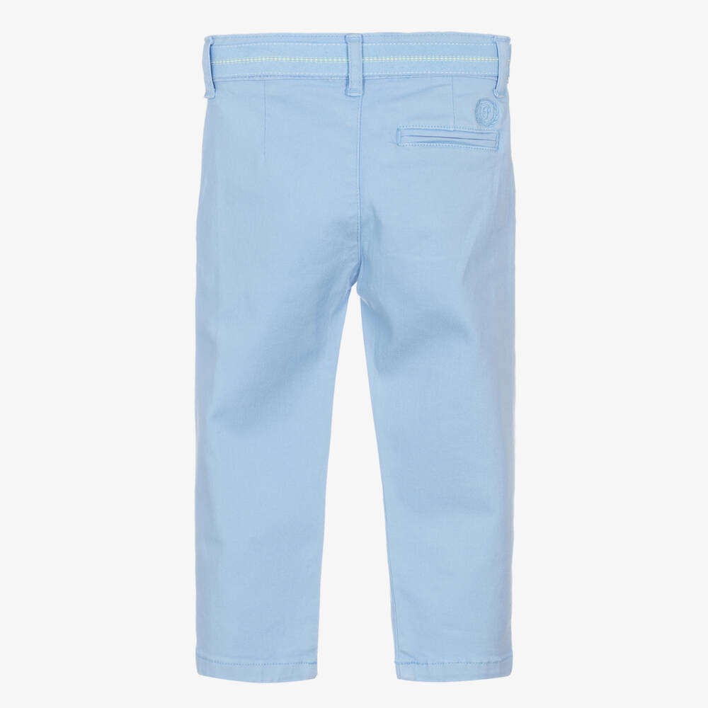 Patachou-Boys Sky Twill Trousers with Belt | Childrensalon Outlet