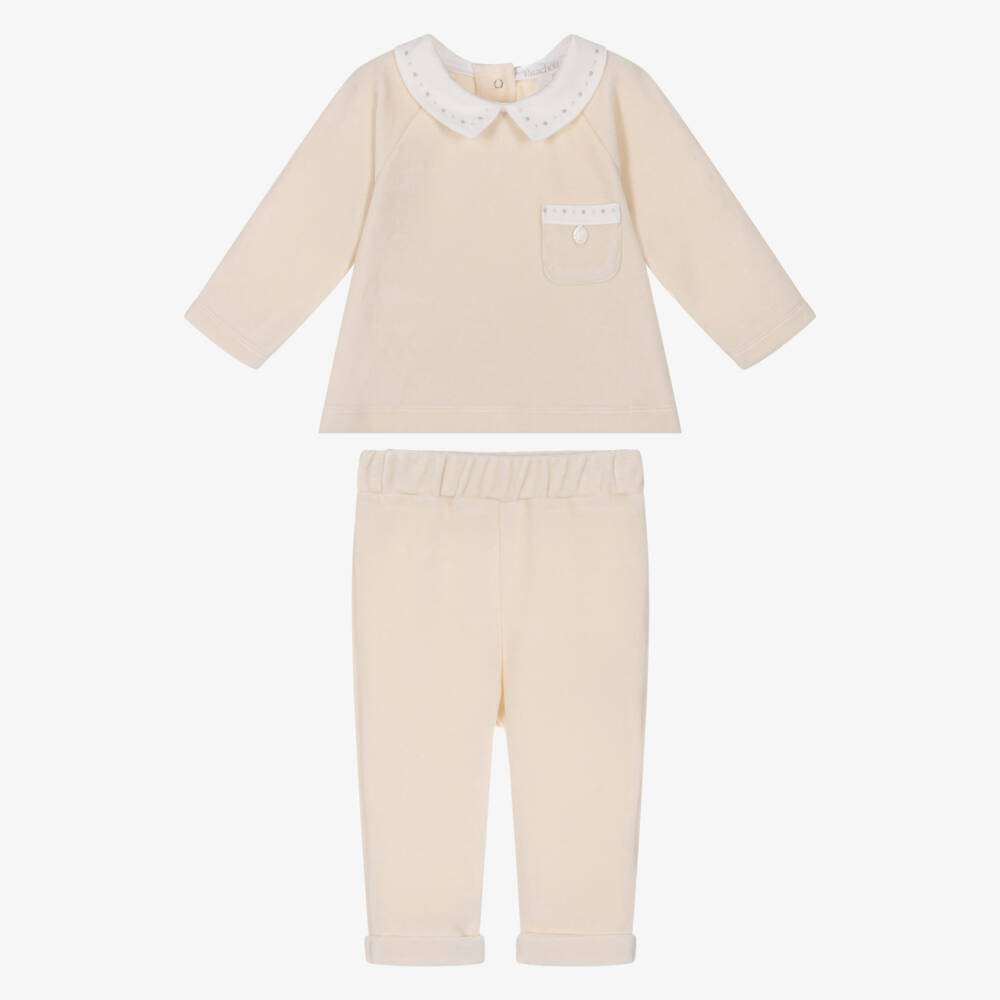 Patachou-Мягкий бежевый велюровый комплект для мальчиков | Childrensalon Outlet