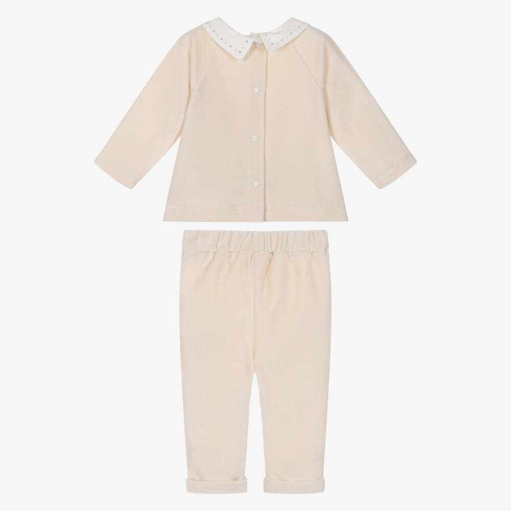 Patachou-Мягкий бежевый велюровый комплект для мальчиков | Childrensalon Outlet