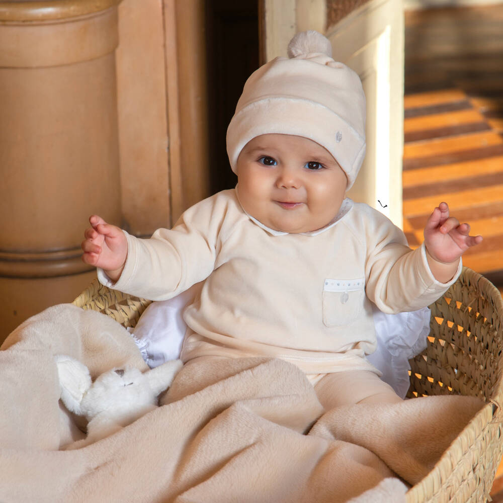 Patachou-Мягкий бежевый велюровый комплект для мальчиков | Childrensalon Outlet