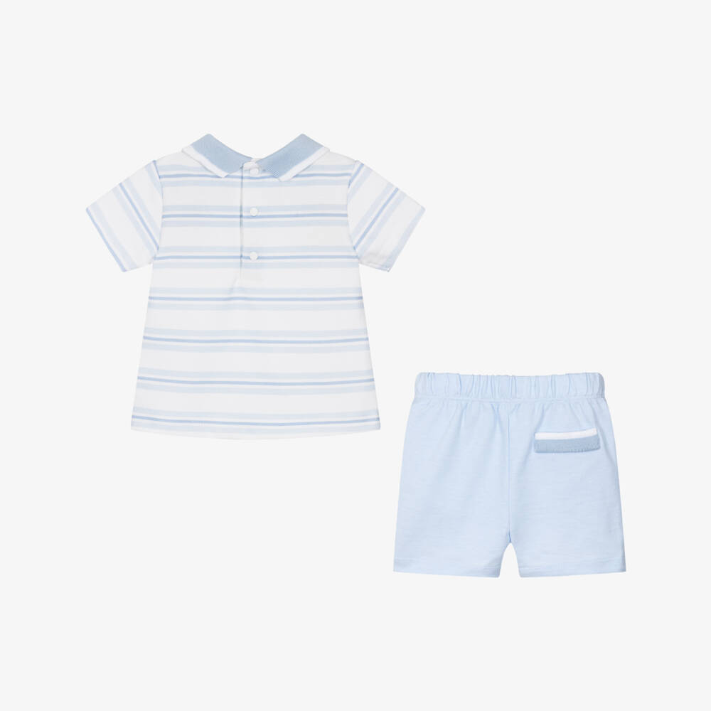 Patachou-Boys' Soft Blue Stripe Shorts Ensemble | Childrensalon Outlet