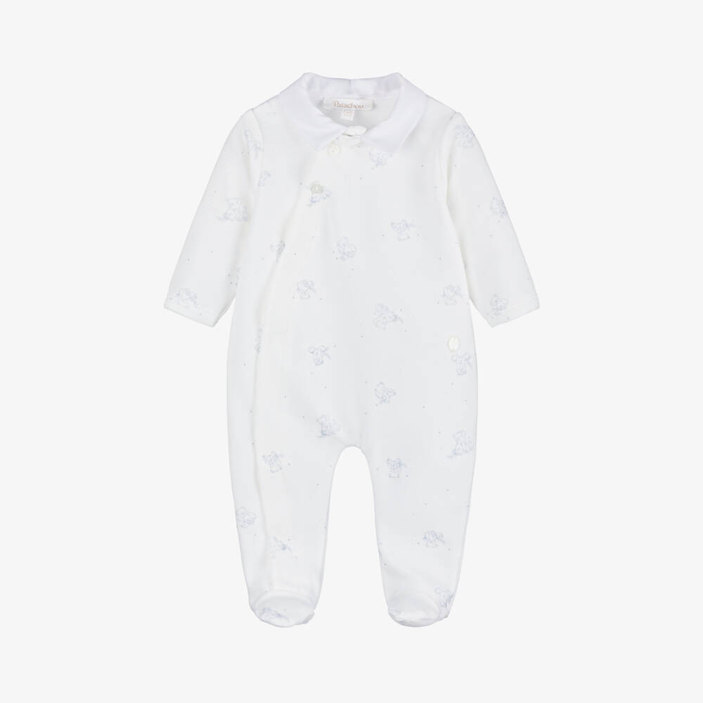 Patachou-Boys Soft White Velour Romper | Childrensalon Outlet