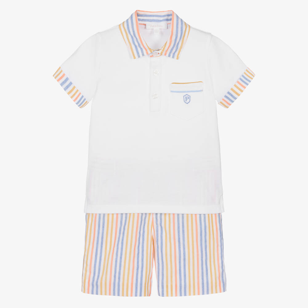 Patachou-Комплект из белого хлопка в полоску для мальчиков | Childrensalon Outlet