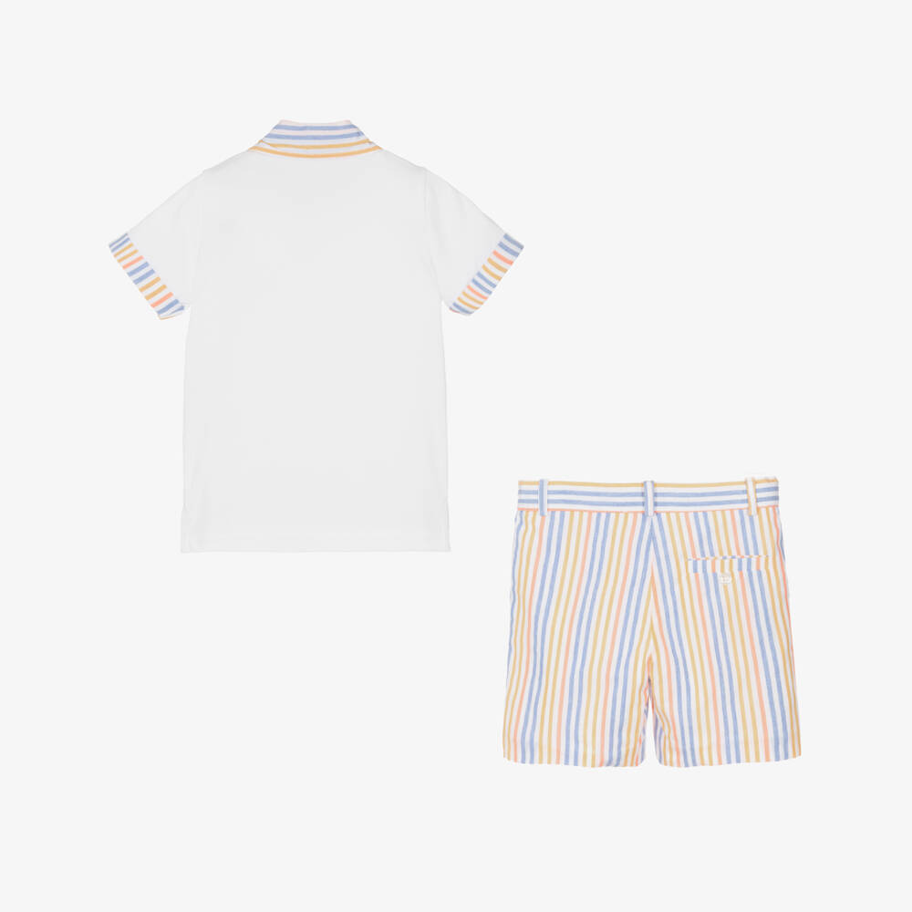 Patachou-طقم قطني مخطط أبيض للأولاد | Childrensalon Outlet