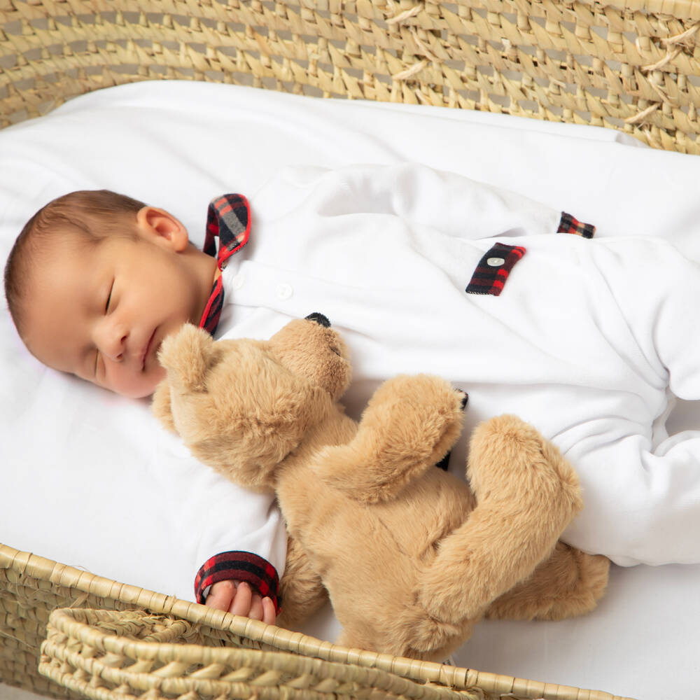 Patachou-Boys Velour Babygrow with Tartan Trim | Childrensalon Outlet