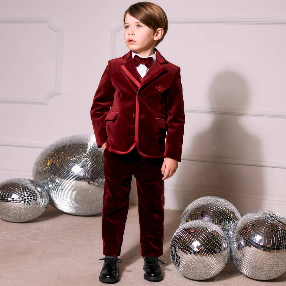 Patachou-Boys Velvet Red Trousers | Childrensalon Outlet