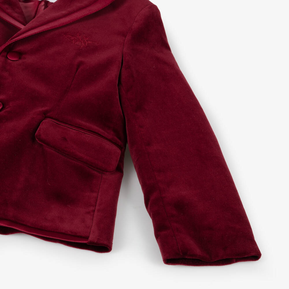 Patachou-Boys Velvet Tuxedo Jacket in Red | Childrensalon Outlet