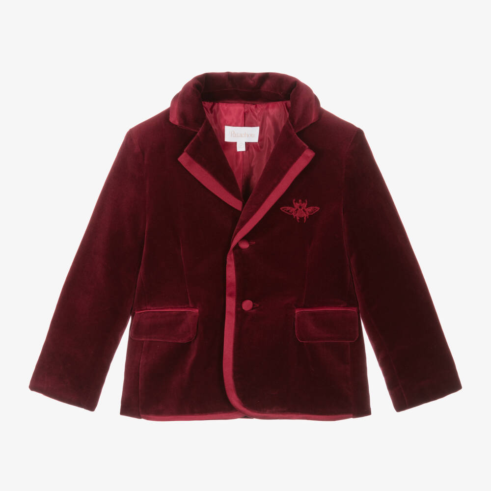 Patachou-Boys Velvet Tuxedo Jacket in Red | Childrensalon Outlet