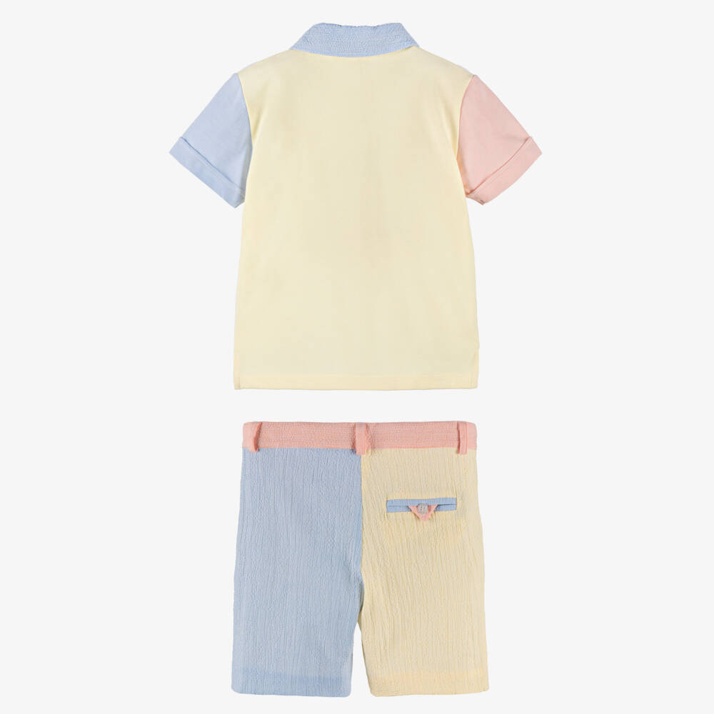 Patachou-Boys Vibrant Colorblock Shorts Ensemble | Childrensalon Outlet