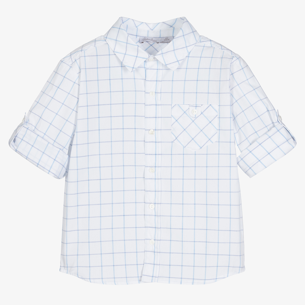 Patachou - Chemise bleue/blanche carreaux Garçon | Childrensalon