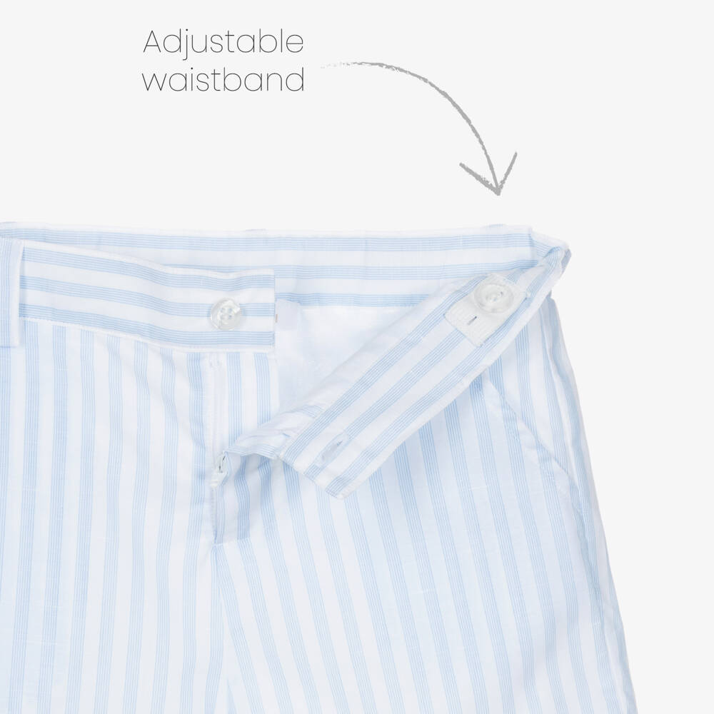 Patachou-Boys White & Blue Cotton Polo Shirt & Shorts Set | Childrensalon Outlet