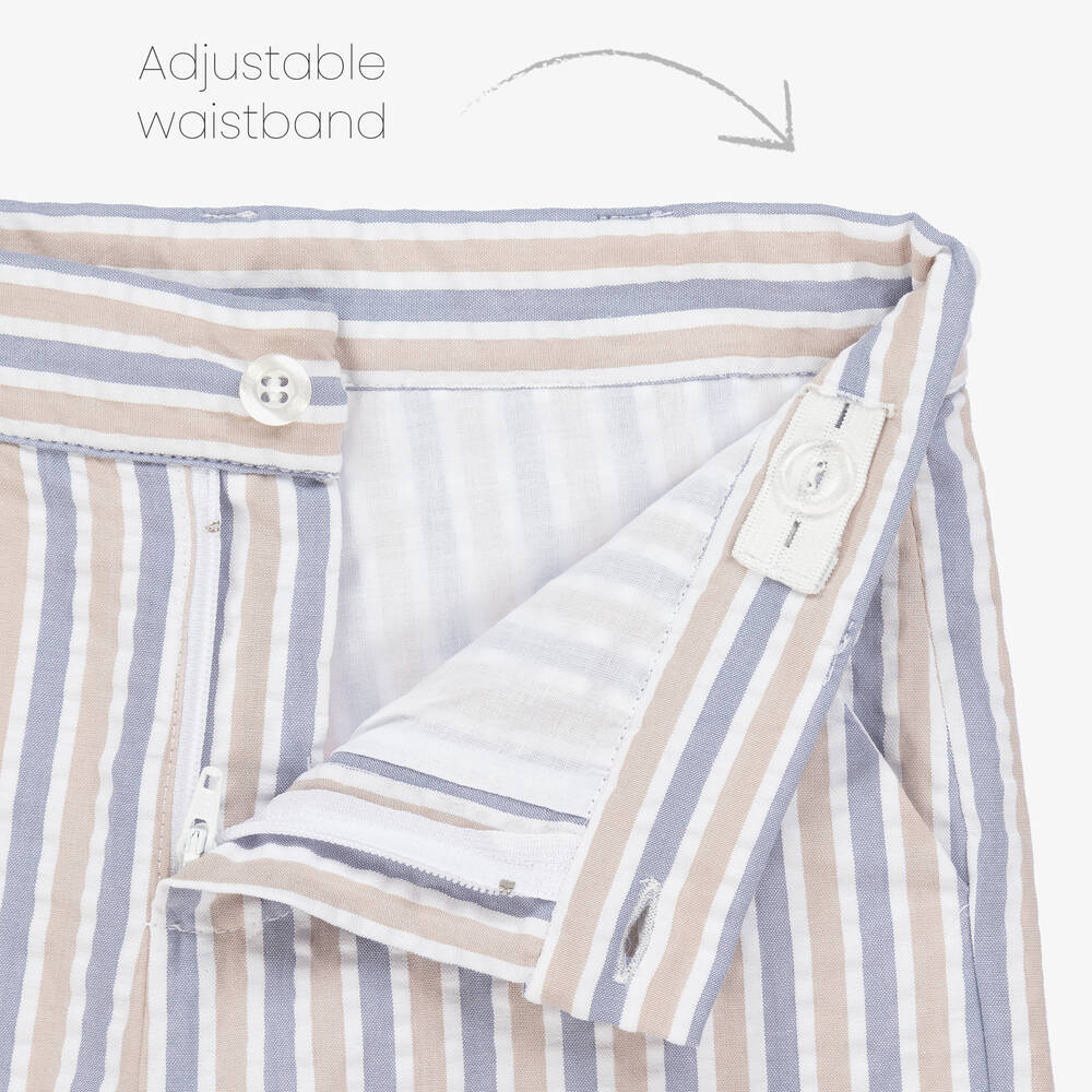 Patachou-Boys White & Blue Cotton Shorts Set | Childrensalon Outlet