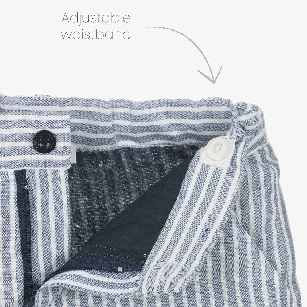 Patachou-Boys White & Blue Linen Shorts Set | Childrensalon Outlet