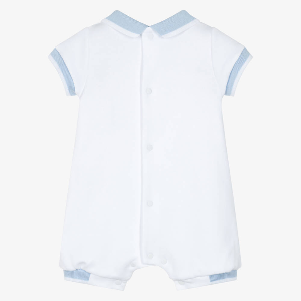 Patachou-Boys' White & Blue Trim Shortall | Childrensalon Outlet