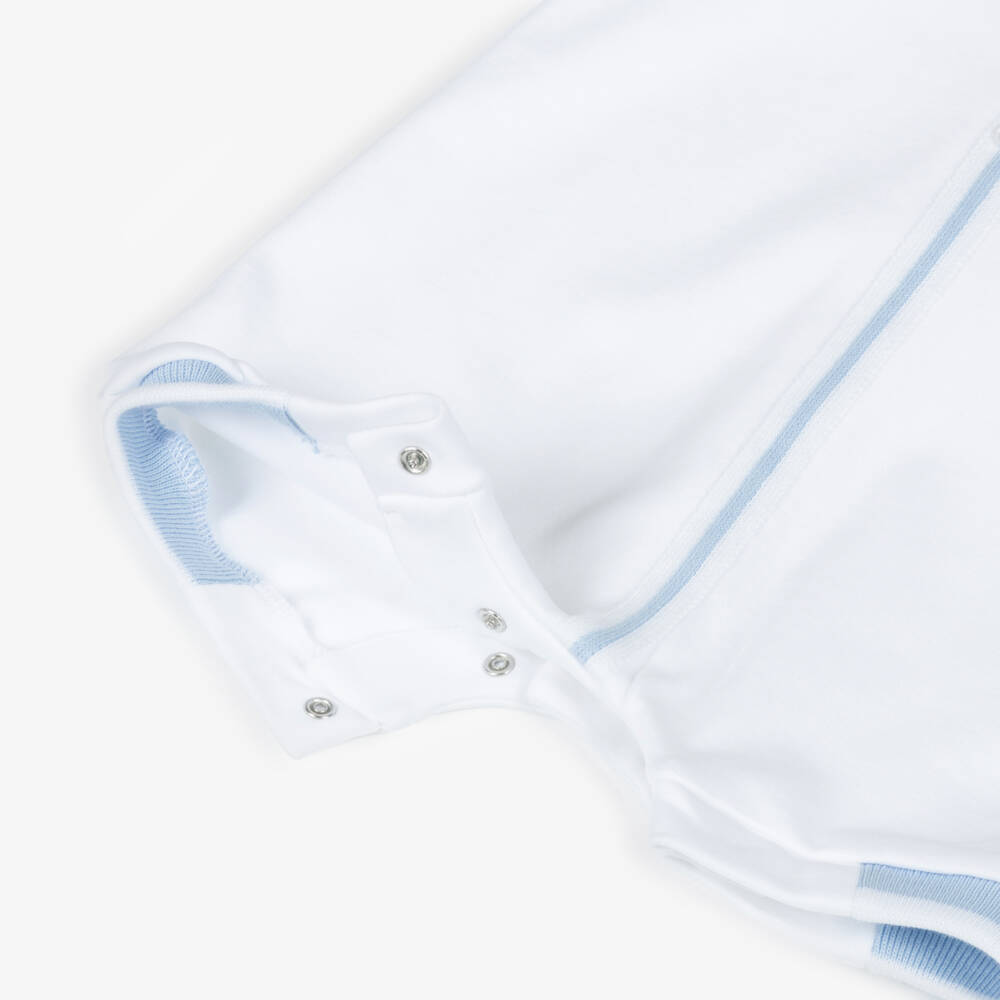 Patachou-Boys' White & Blue Trim Shortall | Childrensalon Outlet