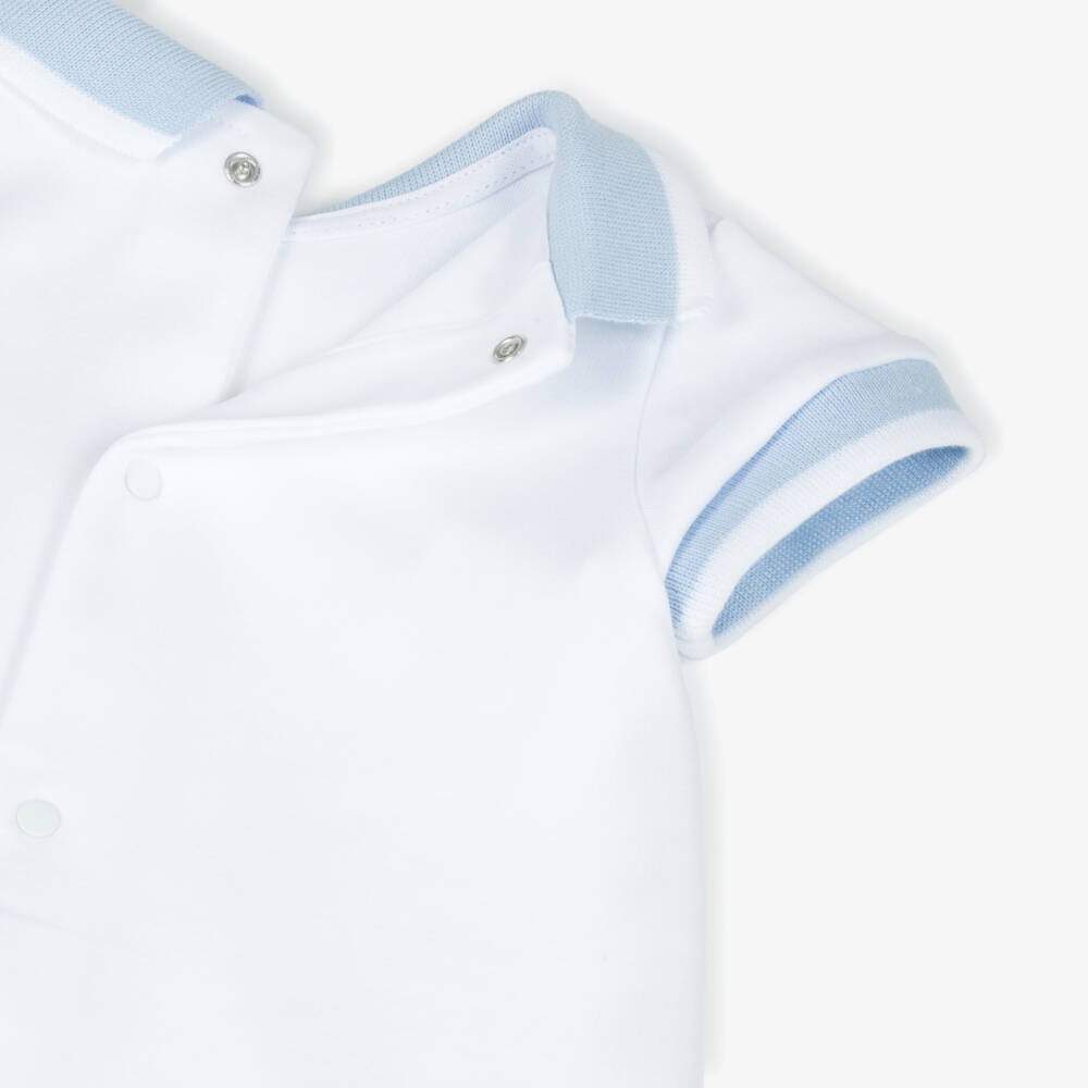 Patachou-Boys' White & Blue Trim Shortall | Childrensalon Outlet