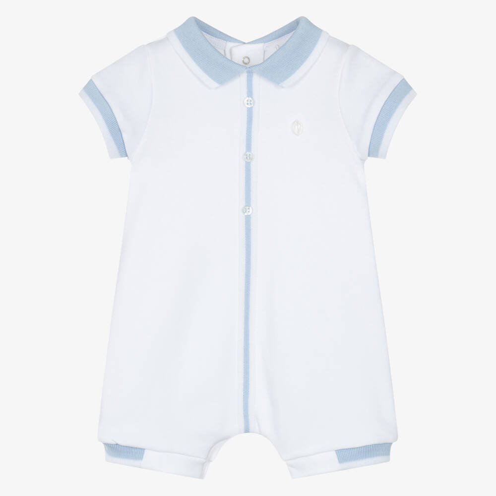 Patachou-Boys' White & Blue Trim Shortall | Childrensalon Outlet