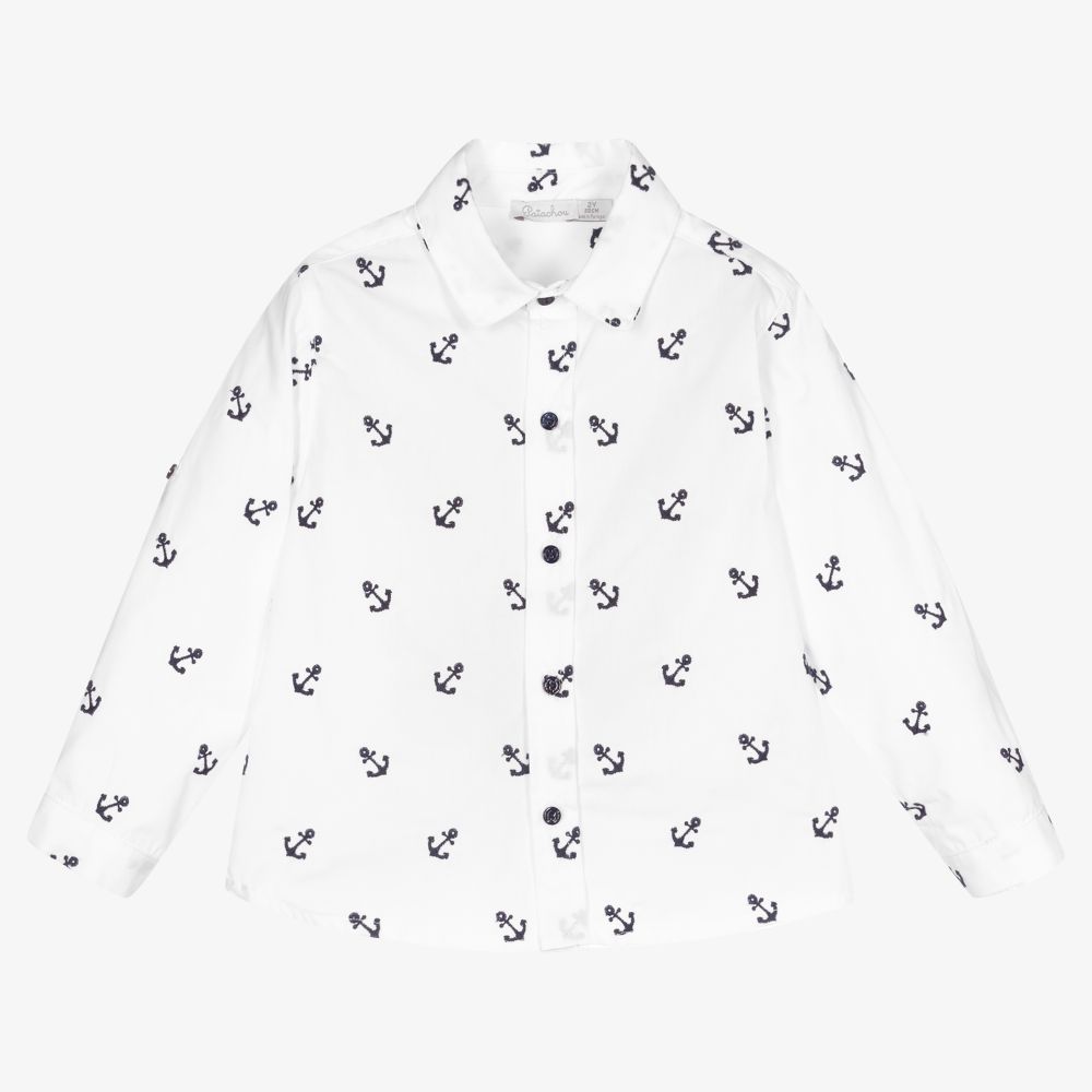 Patachou-قميص قطن بوبلين لون أبيض للأولاد | Childrensalon Outlet