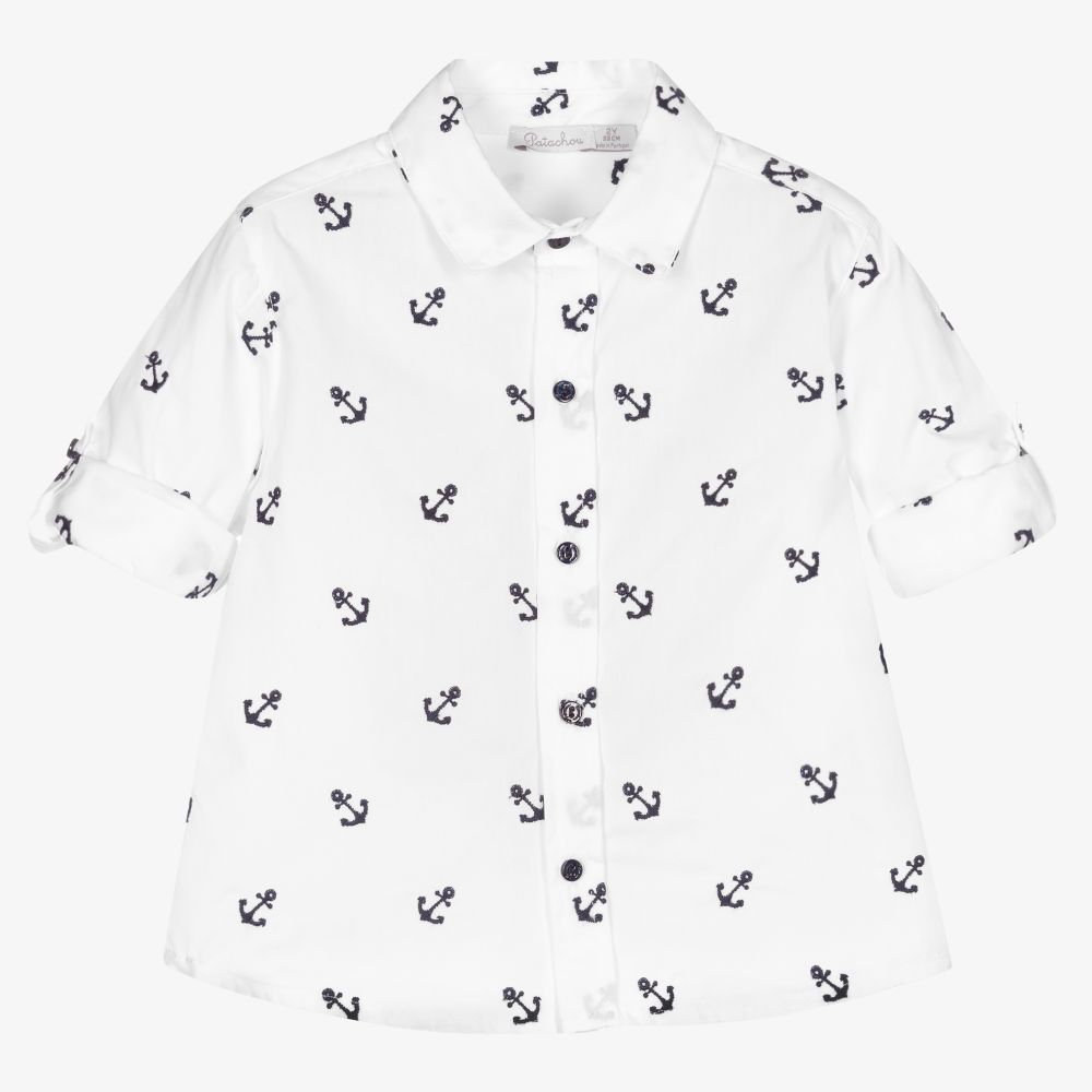 Patachou - Chemise blanche en coton Anchor Garçon | Childrensalon