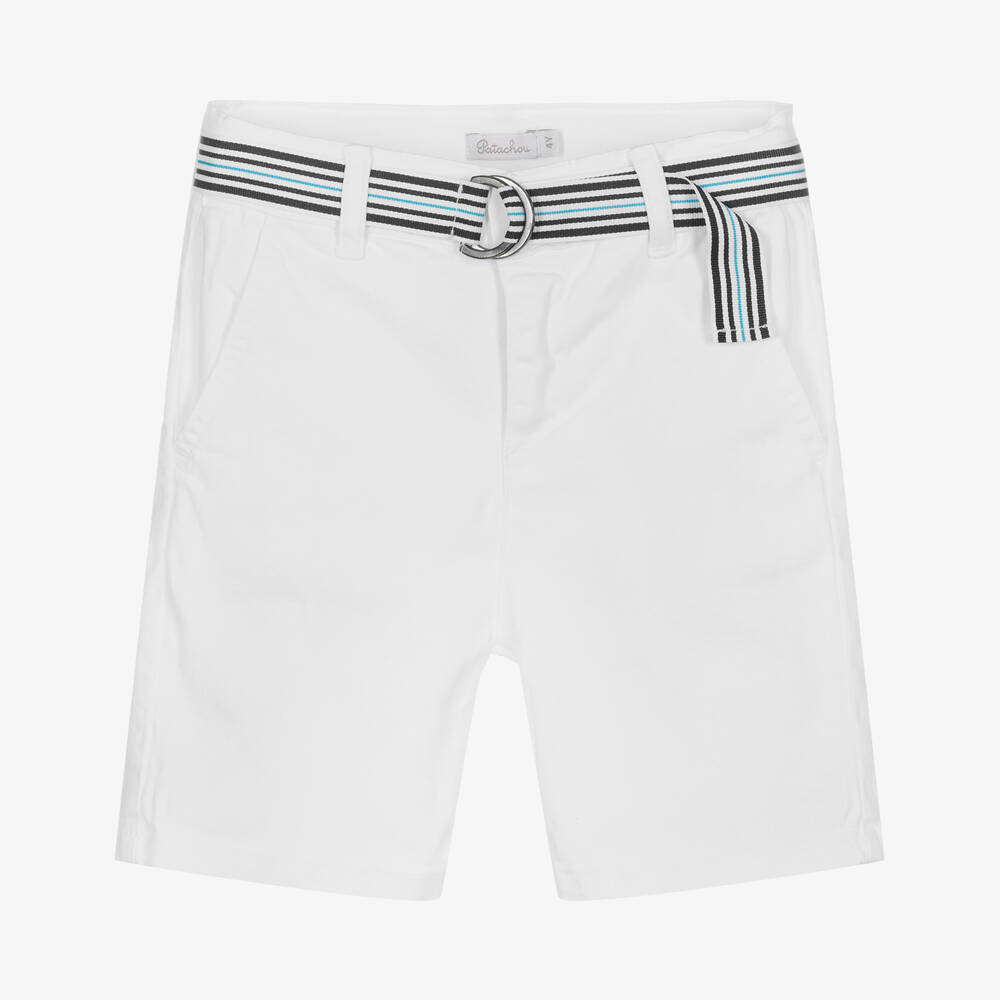 Patachou - Boys White Cotton Bermuda Shorts | Childrensalon