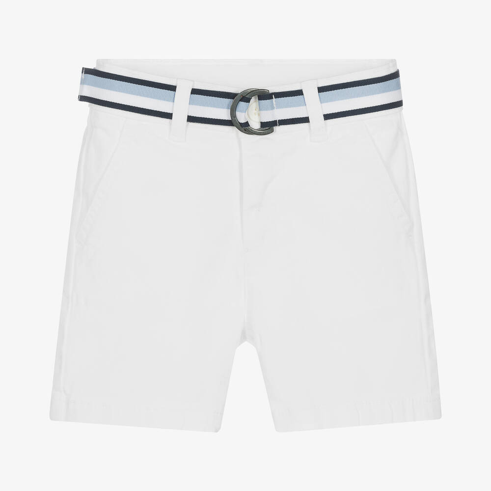 Boys White Cotton Chino Shorts