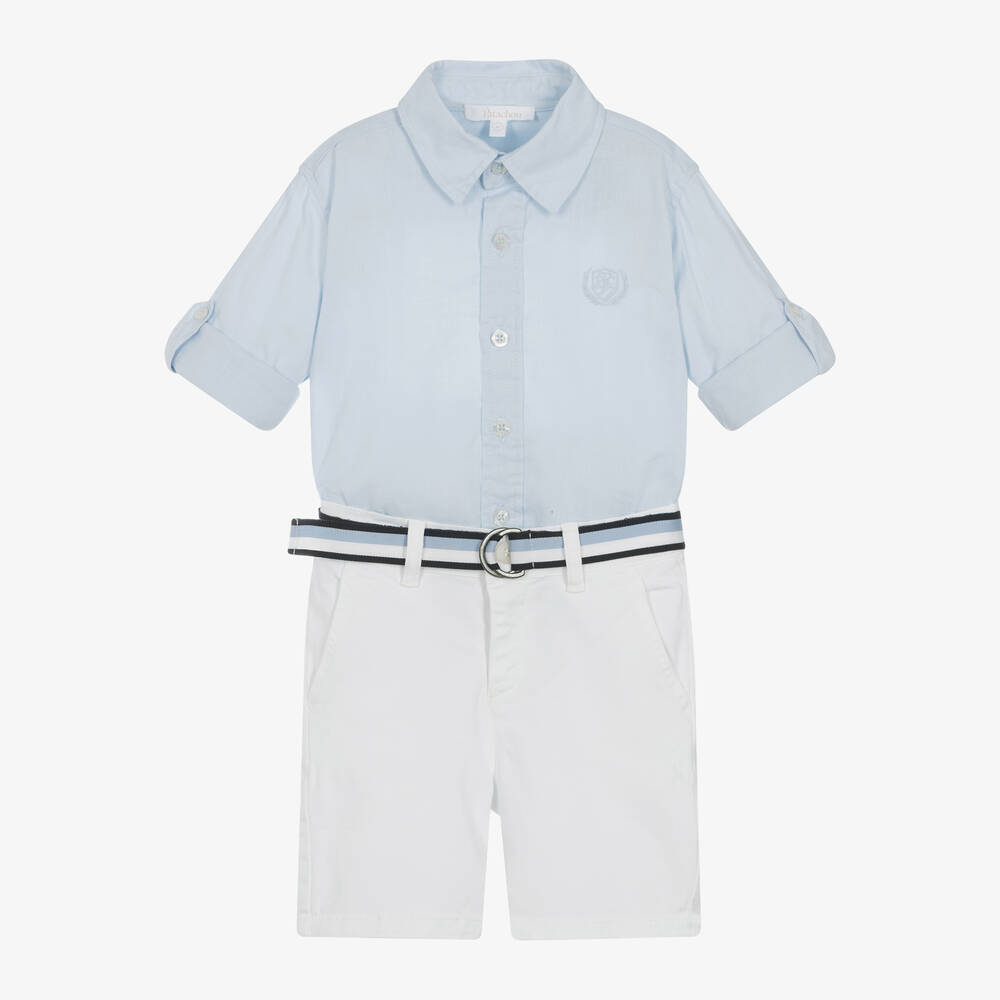 Patachou-Boys White Cotton Chino Shorts Set | Childrensalon Outlet