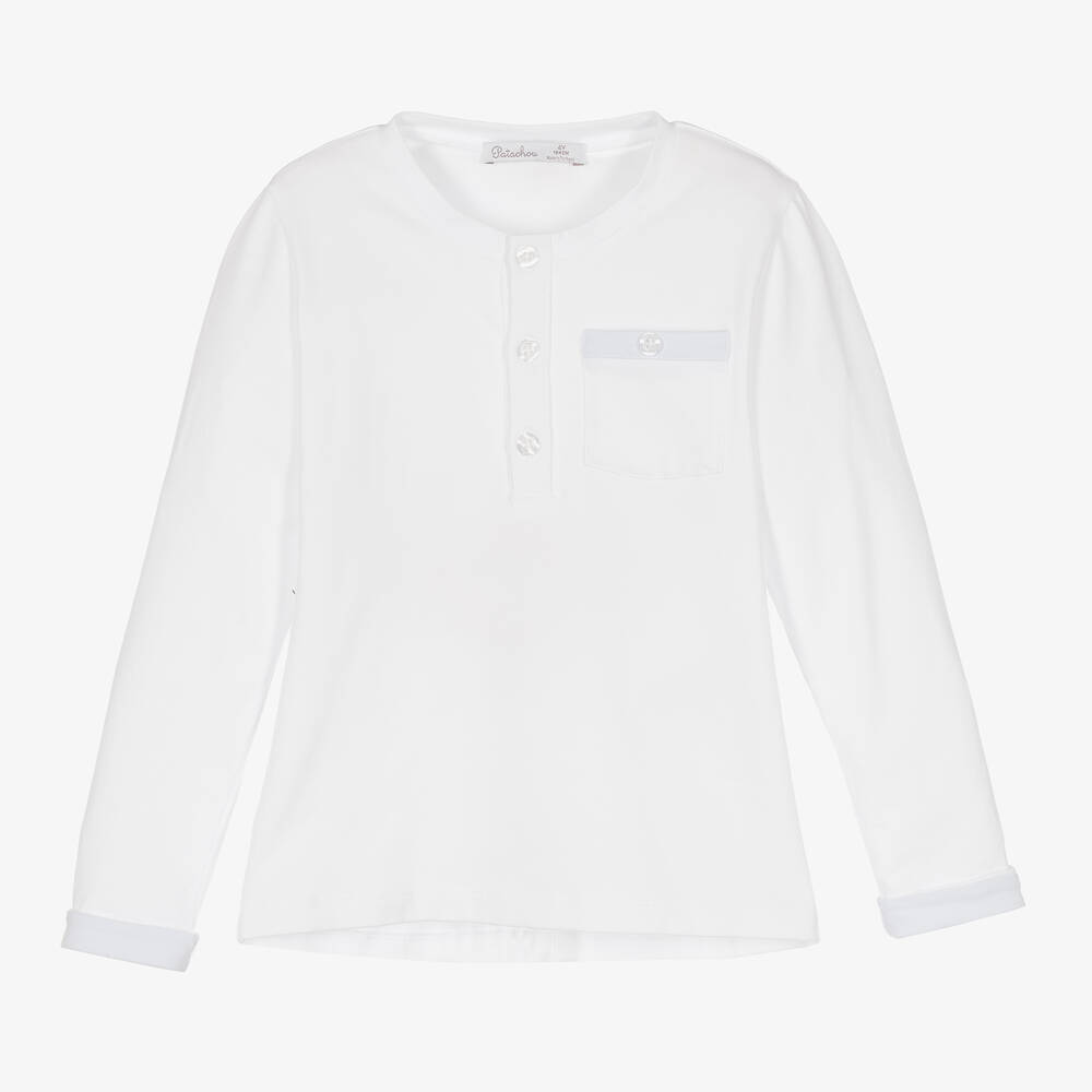 Patachou-Boys White Cotton Jersey Top | Childrensalon Outlet