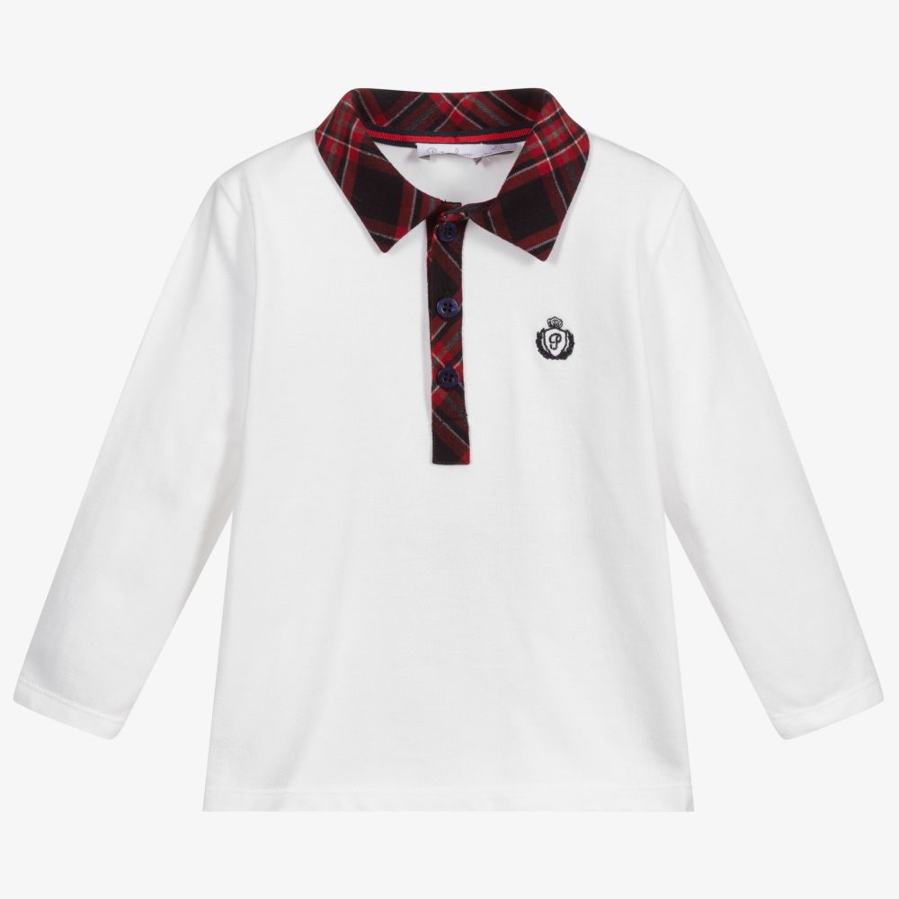 Patachou - Boys White Cotton Polo Shirt | Childrensalon