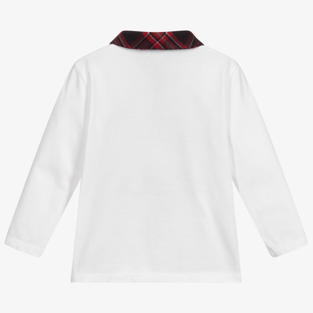 Patachou-Boys White Cotton Polo Shirt | Childrensalon Outlet