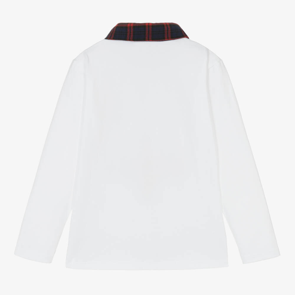 Patachou-توب بولو قطن جيرسي لون أبيض للأولاد | Childrensalon Outlet