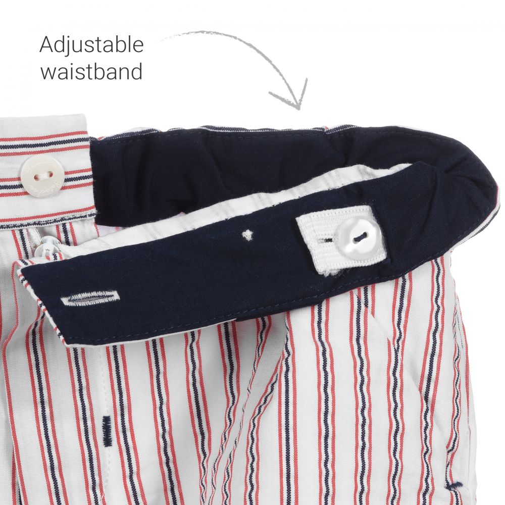 Patachou-شورت قطن مقلم لون أبيض، أحمر وأزرق للأولاد | Childrensalon Outlet