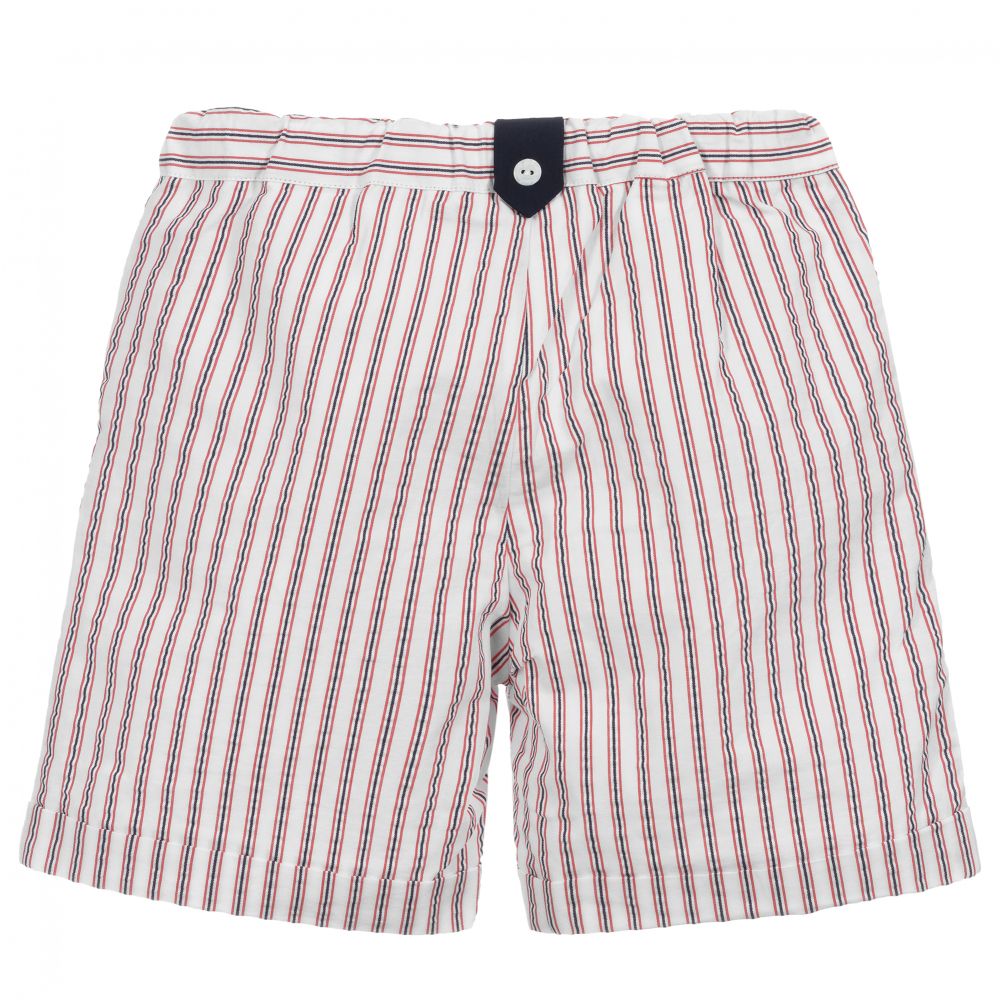 Patachou-شورت قطن مقلم لون أبيض، أحمر وأزرق للأولاد | Childrensalon Outlet