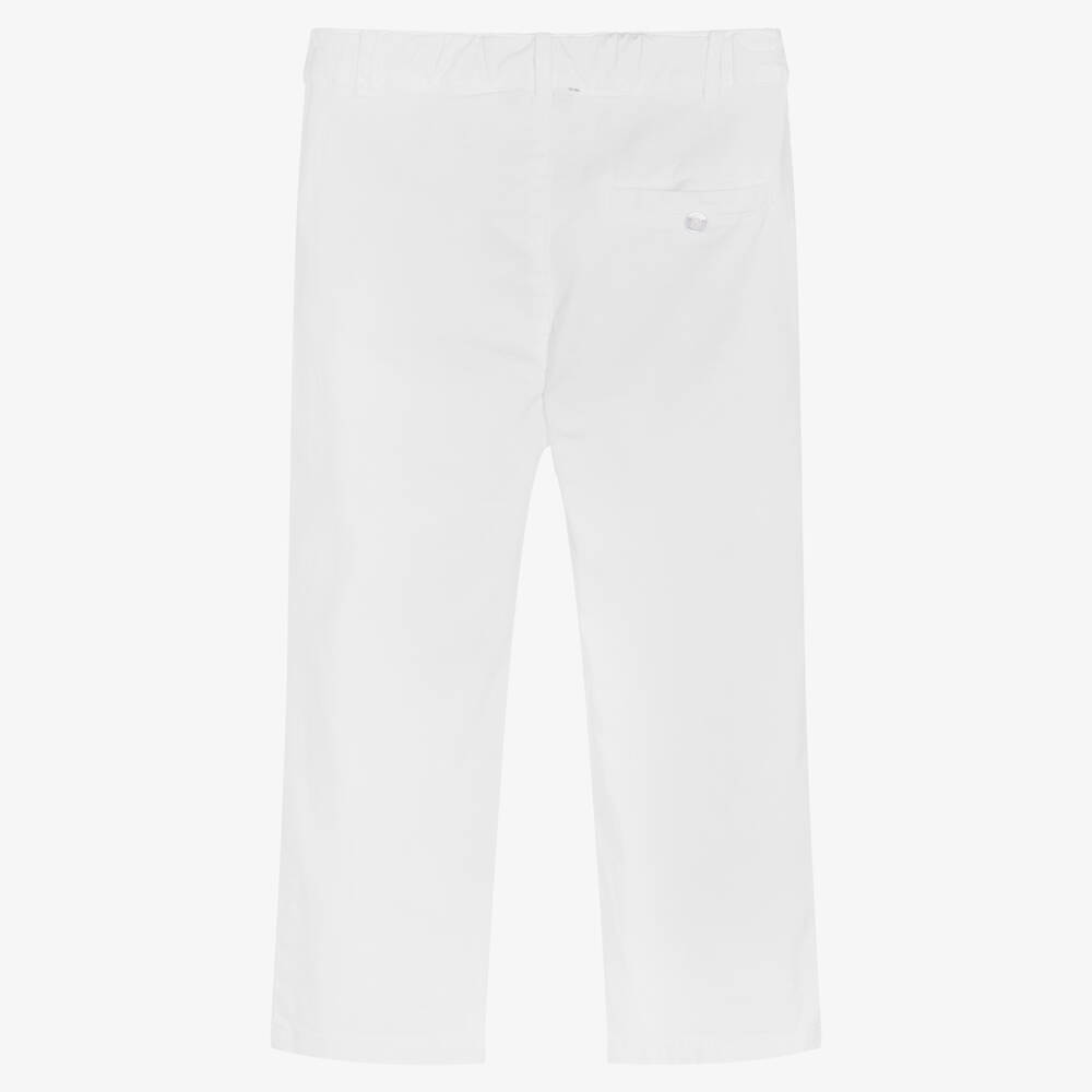 Patachou-Boys White Cotton Twill Trousers | Childrensalon Outlet