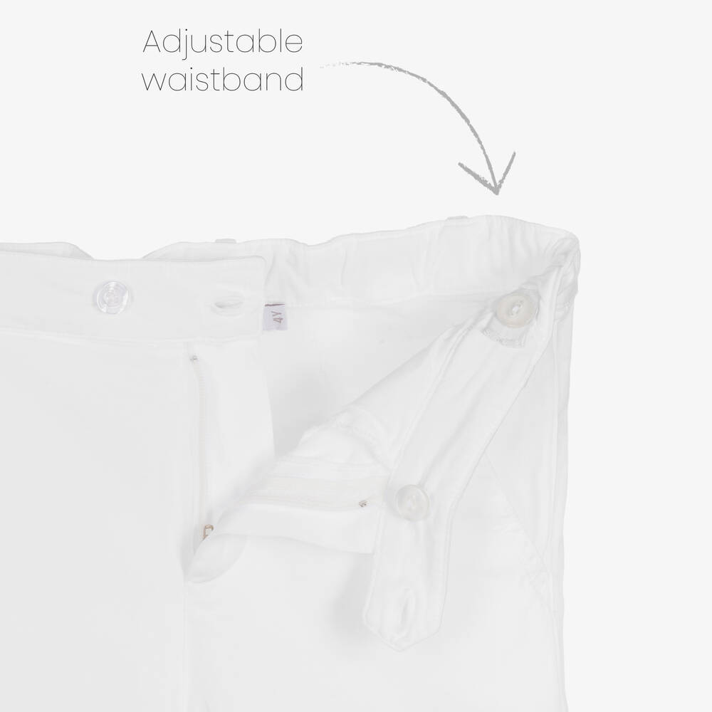 Patachou-Boys White Cotton Twill Trousers | Childrensalon Outlet