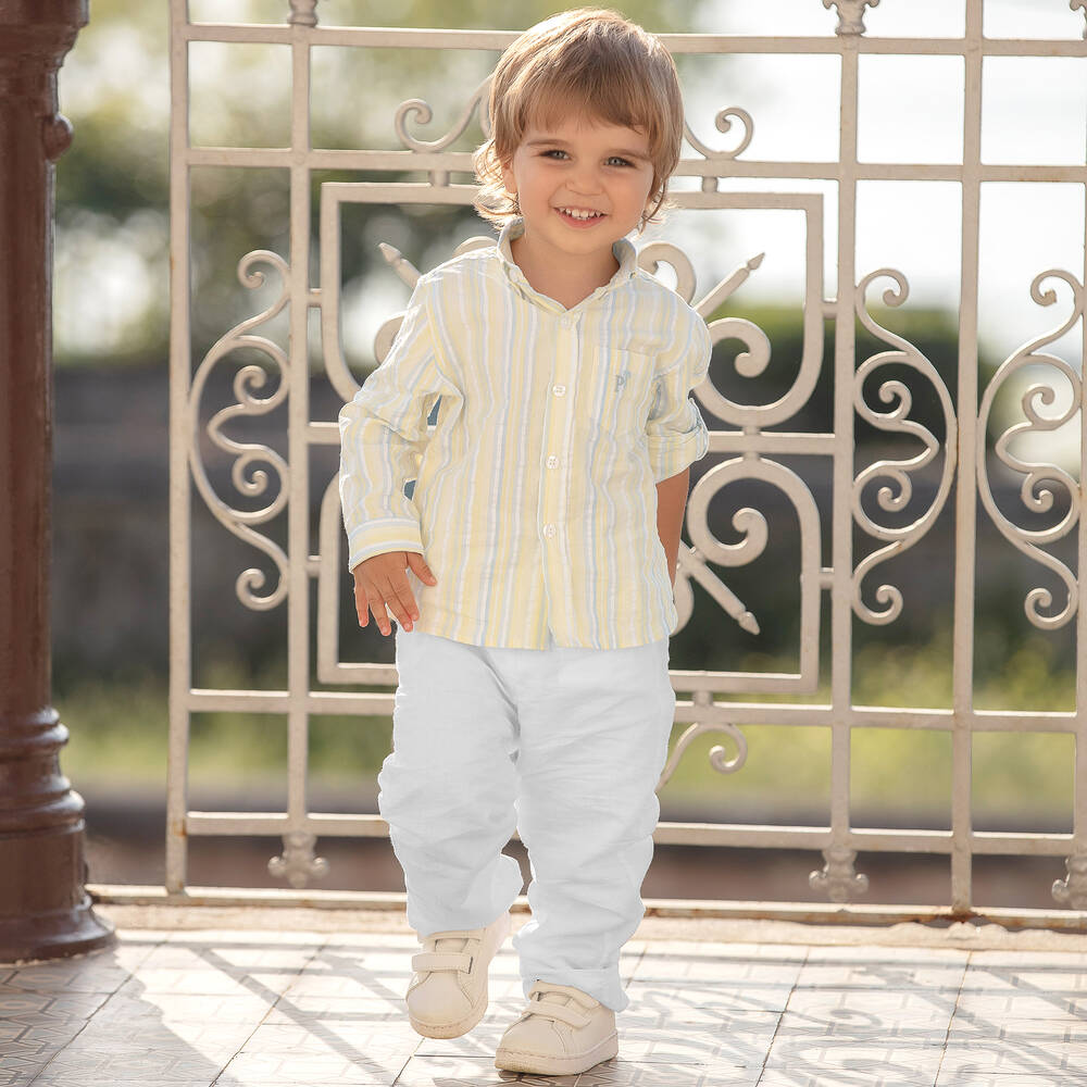 Patachou-Boys White Cotton Twill Trousers | Childrensalon Outlet