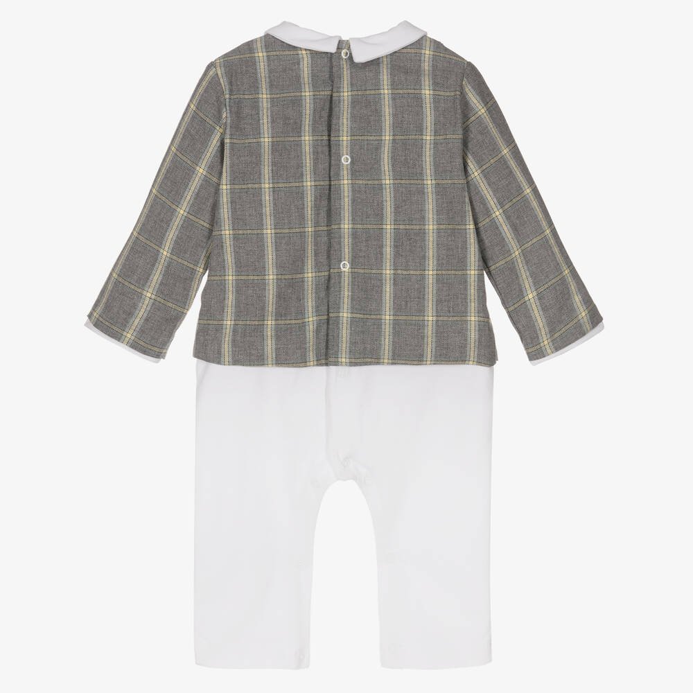 Patachou-Boys White & Grey Romper Suit | Childrensalon Outlet