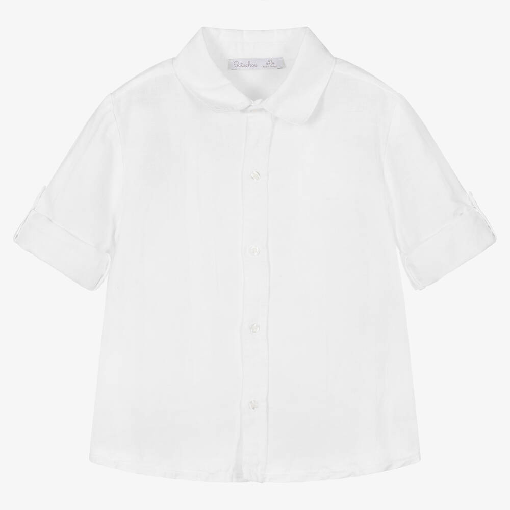 Patachou - قميص قطن وكتان لون أبيض للأولاد | Childrensalon