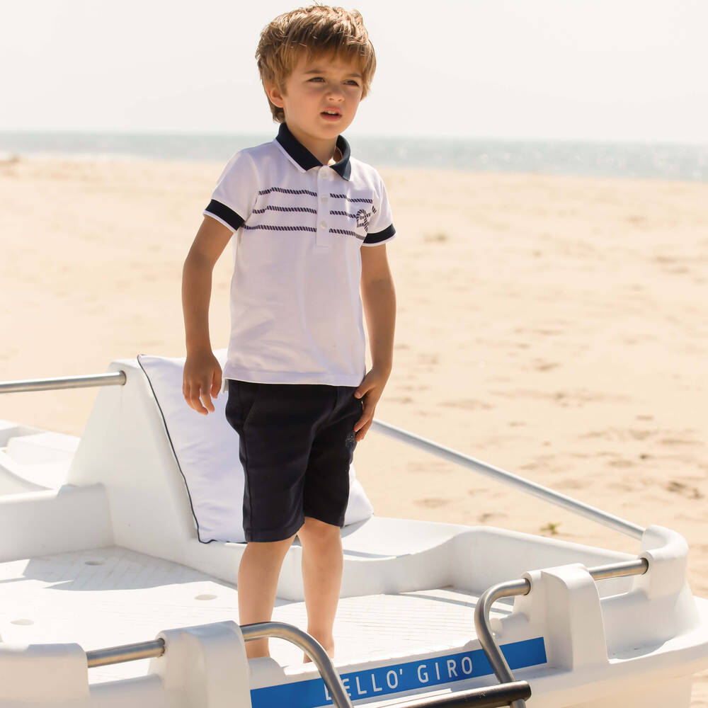 Patachou-توب بولو قطن بيكيه لون أبيض للأولاد | Childrensalon Outlet