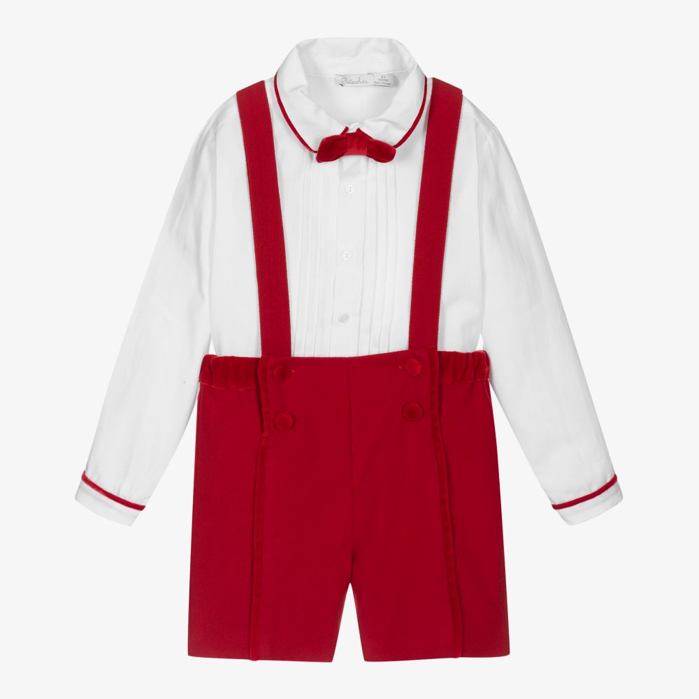 Patachou - Set mit Shorts in Weiß und Rot (J) | Childrensalon