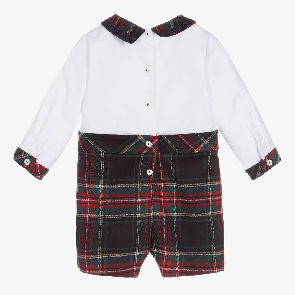 Patachou-Boys White & Tartan Shortie | Childrensalon Outlet