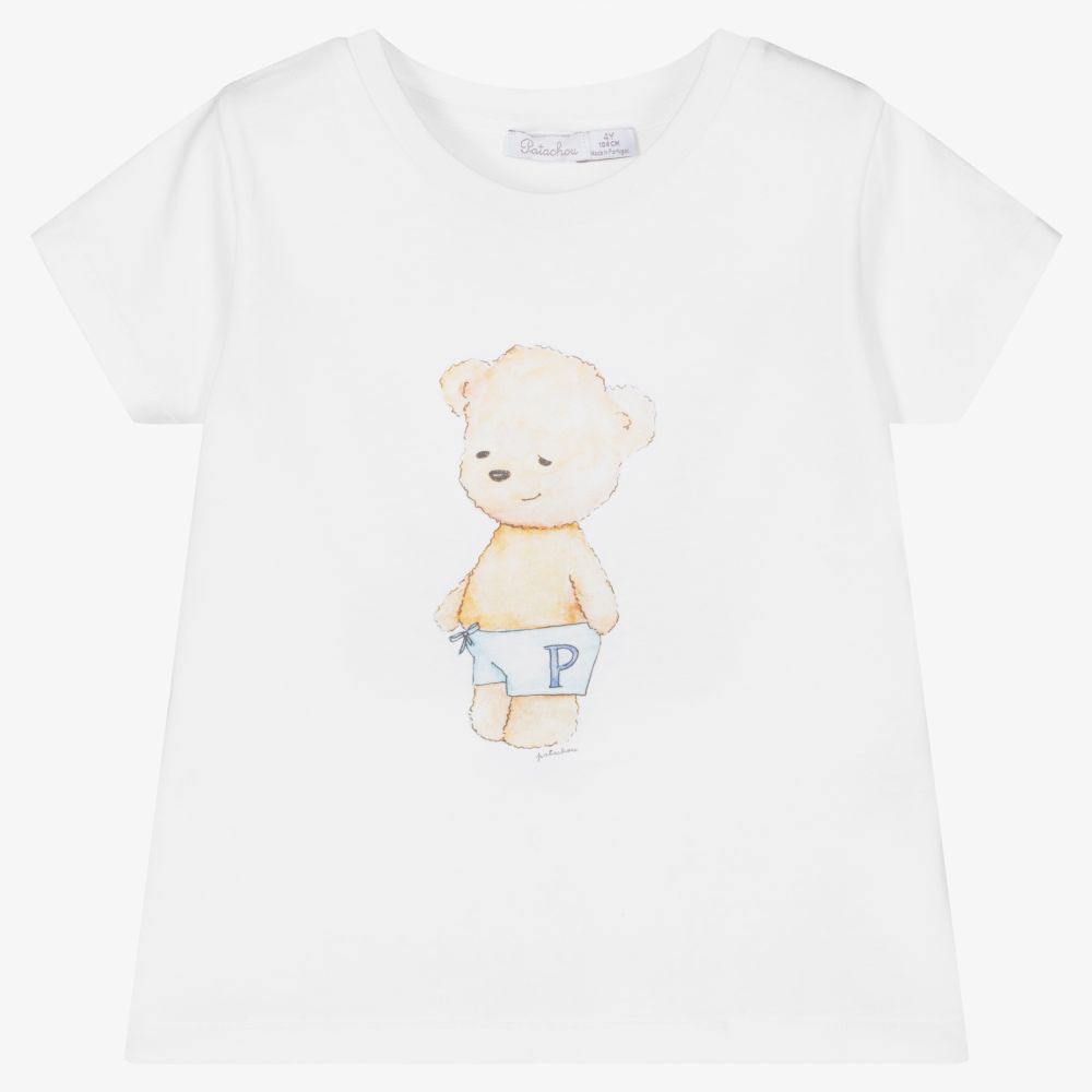 Patachou - Белая футболка с медвежонком для мальчиков | Childrensalon