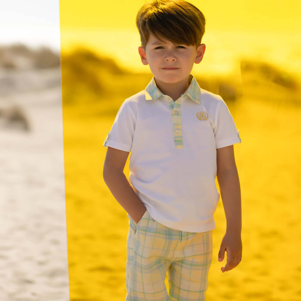 Patachou-Boys White & Yellow Cotton Shorts Set | Childrensalon Outlet