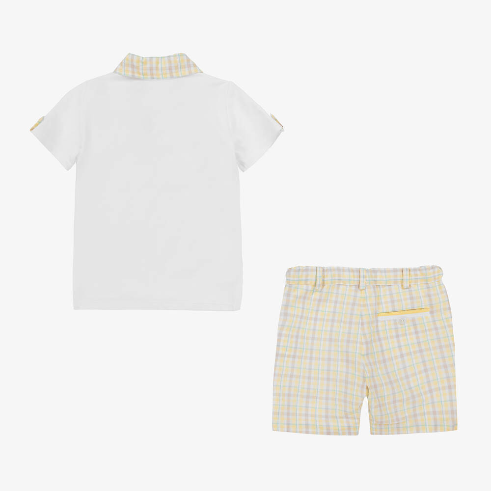 Patachou-Boys White & Yellow Cotton Shorts Set | Childrensalon Outlet