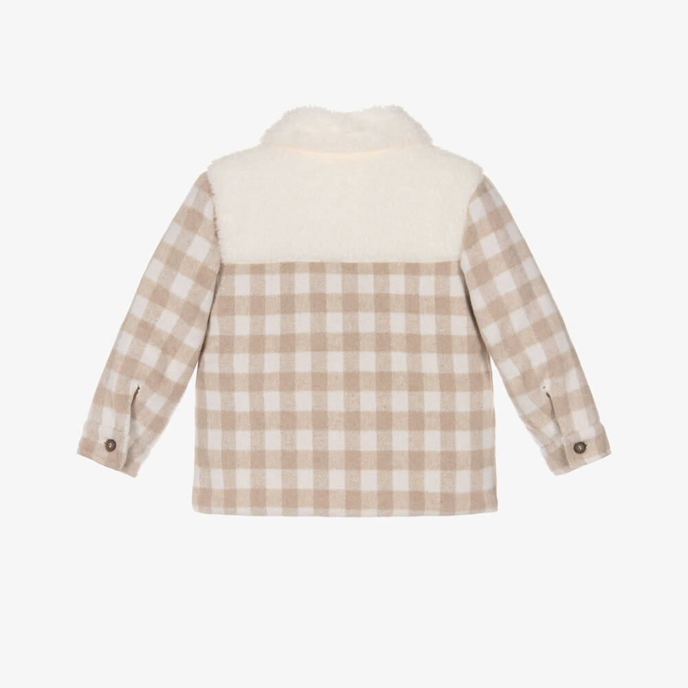 Patachou-Boys Wool Check Jacket with Fleece | Childrensalon Outlet