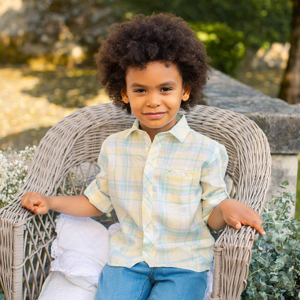 Patachou-Желтая рубашка в клетку для мальчиков | Childrensalon Outlet