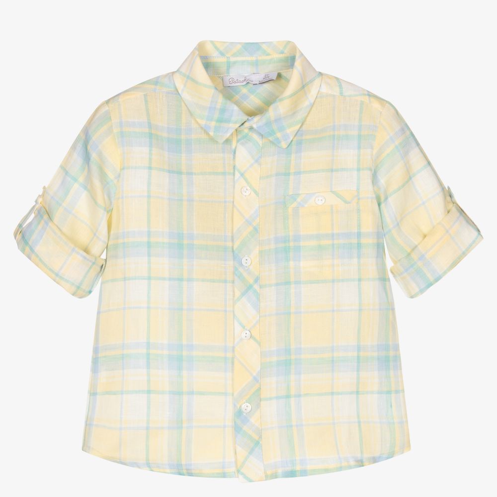 Patachou - Желтая рубашка в клетку для мальчиков | Childrensalon